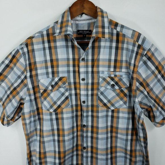 Old Skool Mens Short Sleeve Button Up Shirt Size Large - Picture 6 of 6